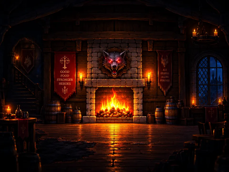 Fireplace ritual scene